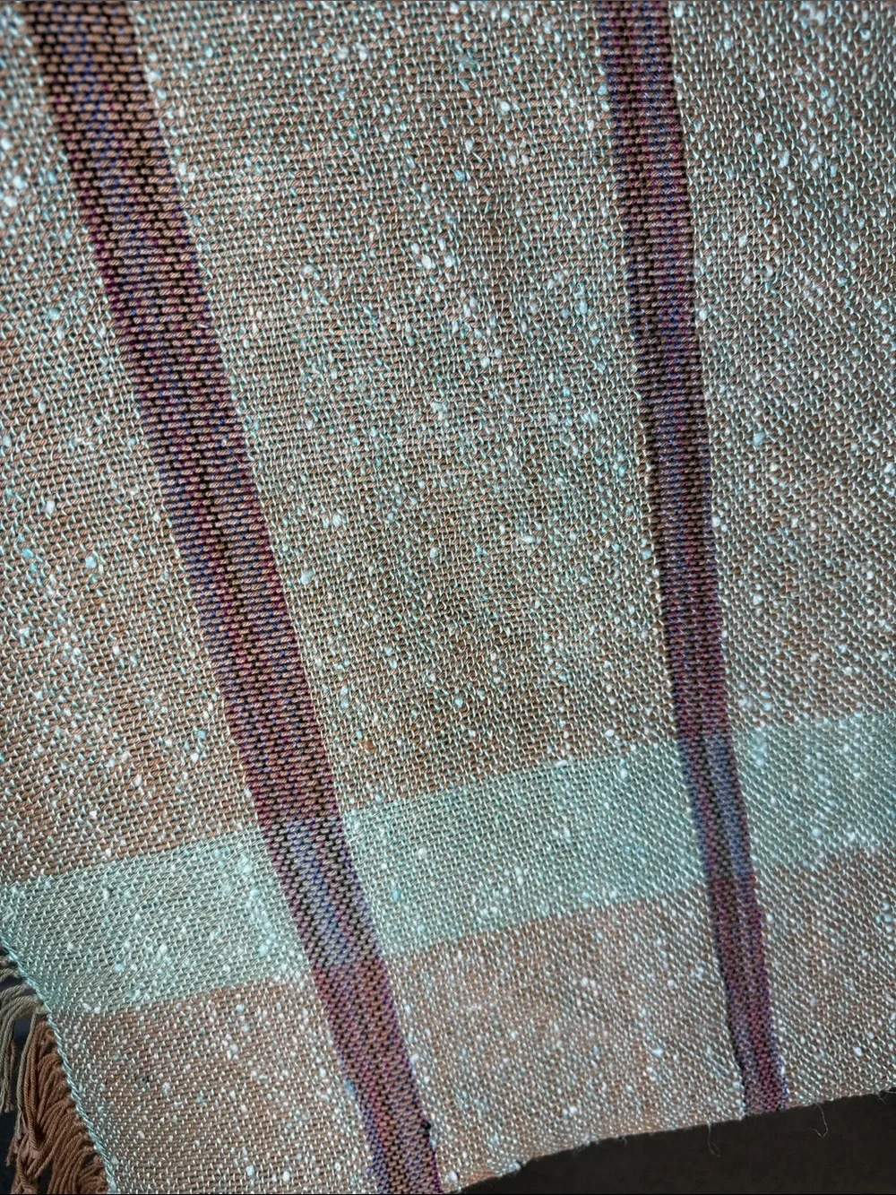 Kathleen Carleton woven scarf/shawl turquoise and brown